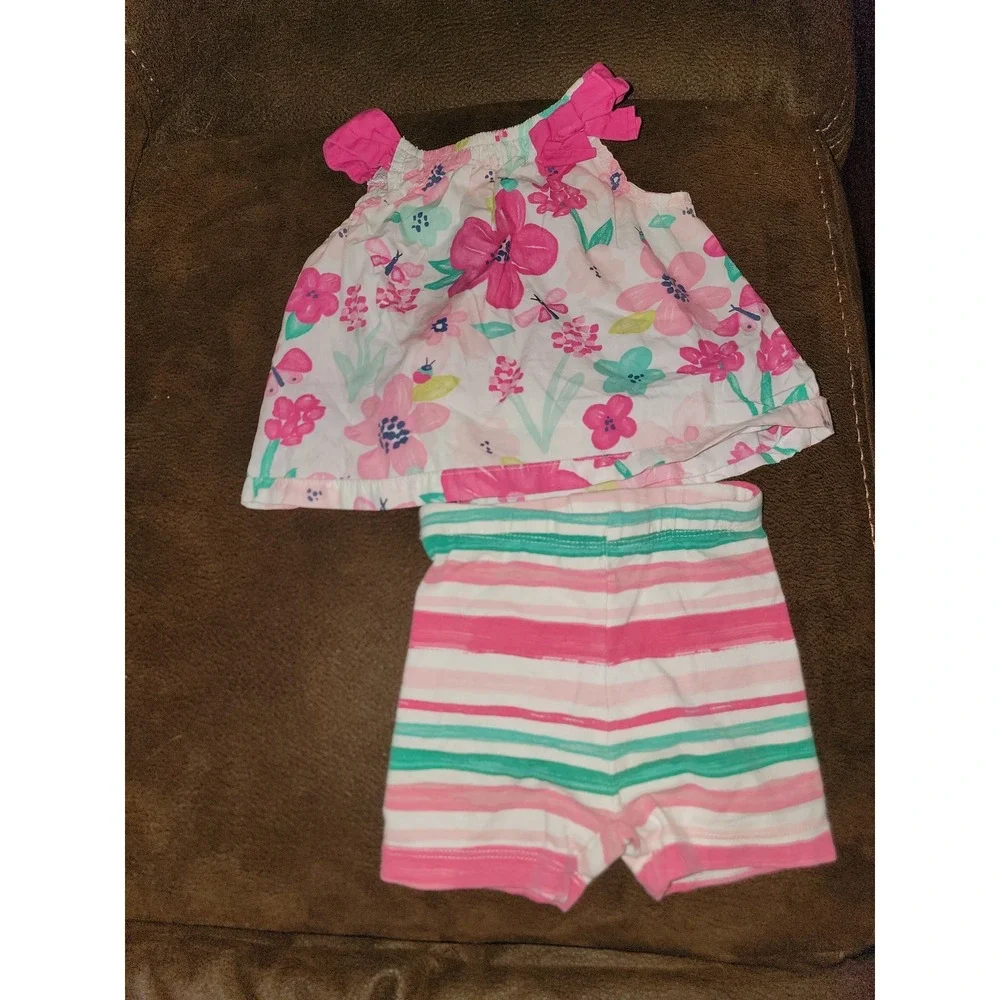 Gymboree island hopper floral top striped shorts size 12 18 months